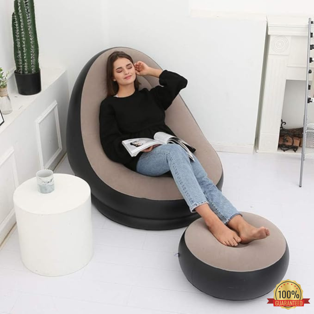 Inflatable Lounge Chair for Adults with Foot Stool.